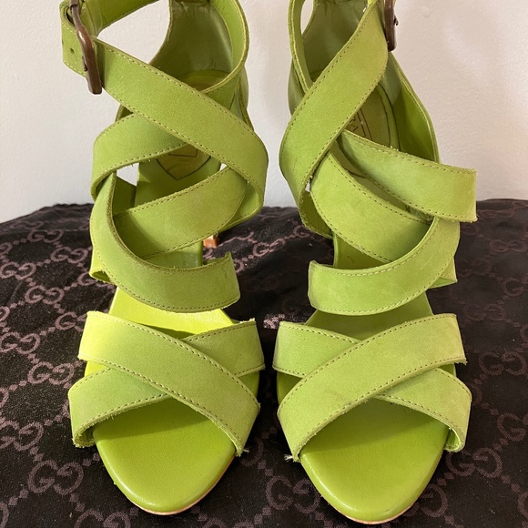 ZARA LIME GREEN STRAPPY HEELS - Picture 2 of 10